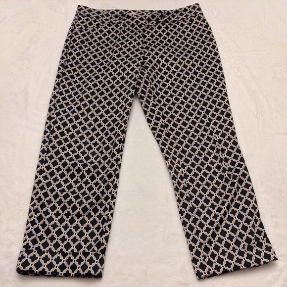 Laundry By Shelli Segal Black Dress Pants Size 6 Crop Capri Black & Beige Print - Picture 1 of 12